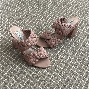 Steve Madden Mauve Braided Double-Strap Block Heel Sandals